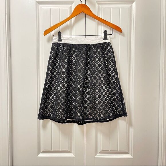 KENSIE Floral Lace Satin Skirt Black - 4 - Picture 1 of 11